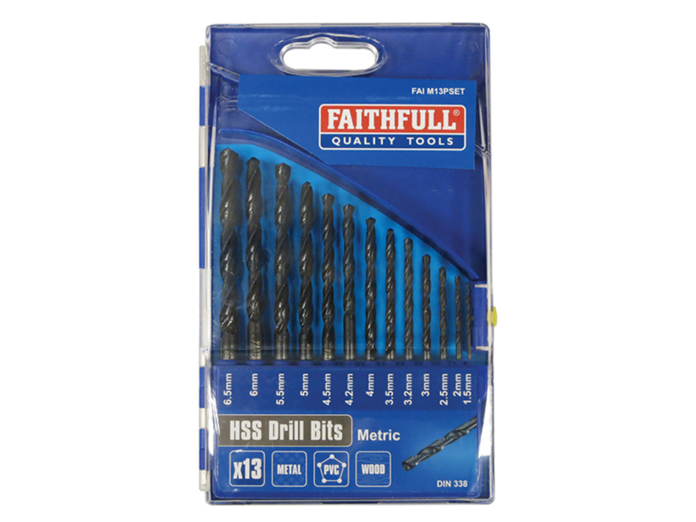 Faithfull FAIM13PSET HSS Drill Bit Set of 13 1.5 - 6.5mm |