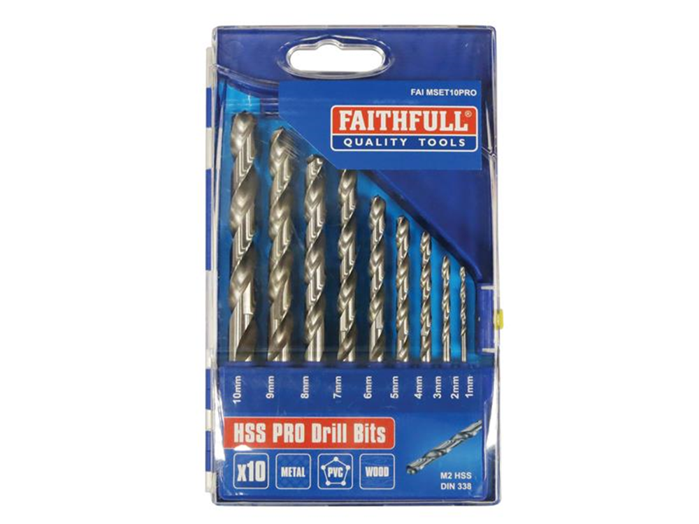 Faithfull FAIMSET10PRO HSS Drill Bit Set of 10 M2 1 - 10mm |