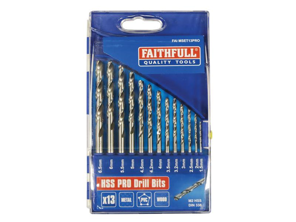 Faithfull FAIMSET13PRO HSS Drill Bit Set of 13 M2 1.5-6.5mm |