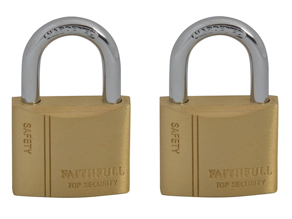 Faithfull FAIPLB40KA Brass Padlock Keyed Alike 2 x 40mm |