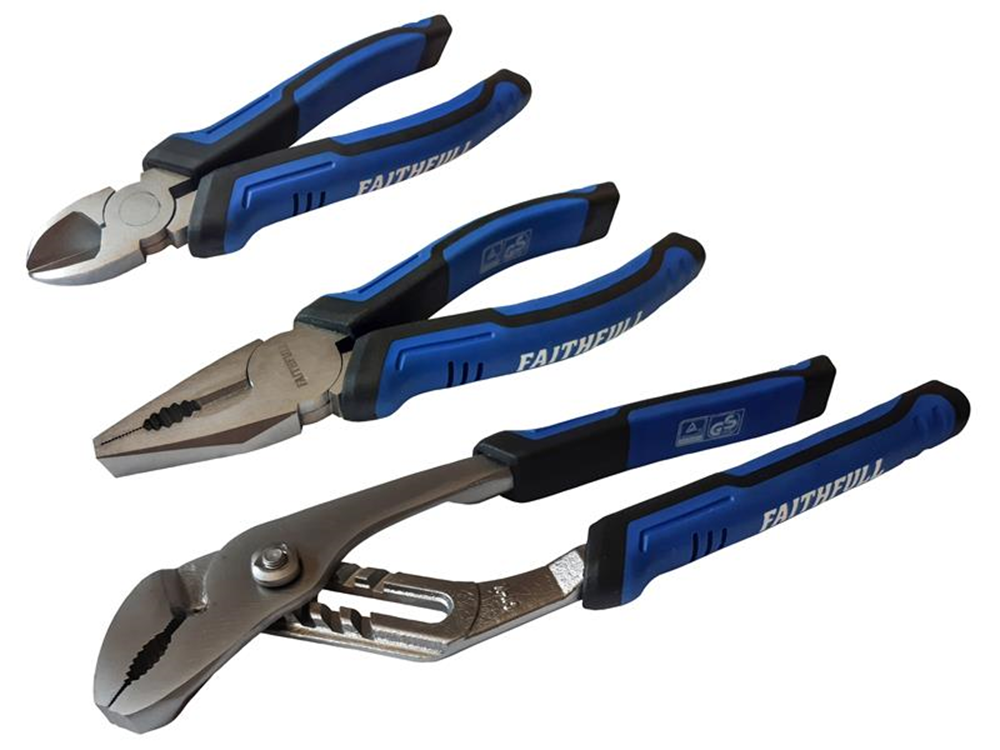 Faithfull FAIPLSET3N Soft Grip Pliers Set, 3 Piece |