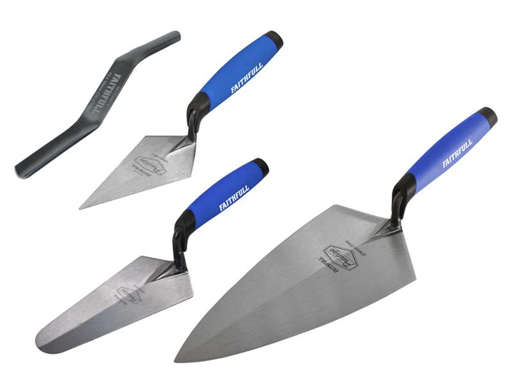 Faithfull FAIPTFSET4 Prestige Professional Brick Trowel Set, 4 Piece |