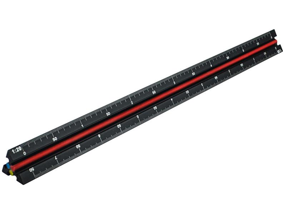 Faithfull FAIRULETECNC Prestige Tri-Scale Engineer Rule Black Aluminium 300mm |