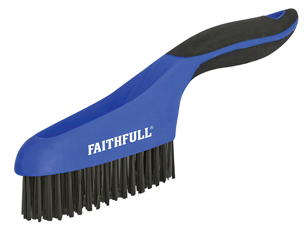 Faithfull FAISB164S Scratch Brush Soft Grip 4 x 16 Row Steel |