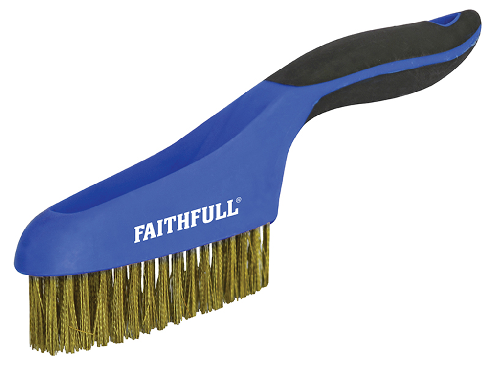 Faithfull FAISB164SB Scratch Brush Soft Grip 4 x 16 Row Brass |