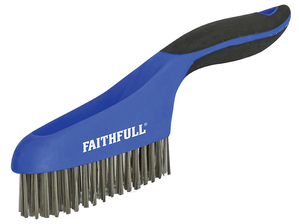 Faithfull FAISB164SS Scratch Brush Soft Grip 4 x 16 Row Stainless Steel |