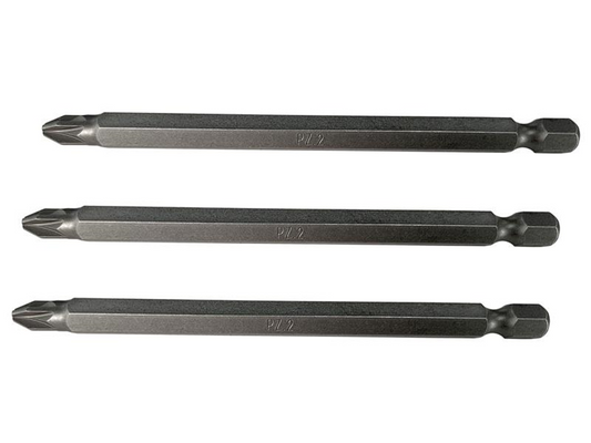 Faithfull FAISBPZ2100 Pozidriv S2 Power Screwdriver Bits PZ2 x 100mm (Pack 3) |
