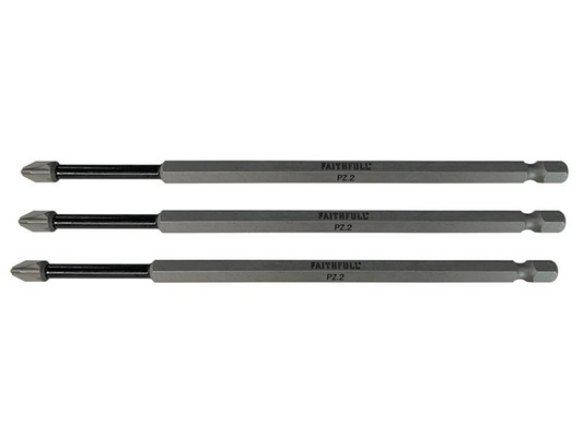 Faithfull FAISBPZ2150I Pozidriv Impact Screwdriver Bits PZ2 x 150mm (Pack 3) |