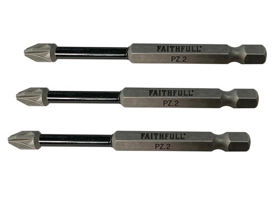 Faithfull FAISBPZ275IM Pozidriv Impact Screwdriver Bits PZ2 x 75mm (Pack 3) |