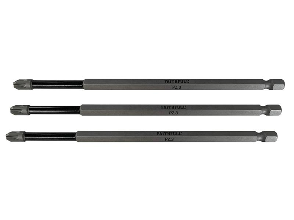 Faithfull FAISBPZ3150I Pozidriv Impact Screwdriver Bits PZ3 x 150mm (Pack 3) |