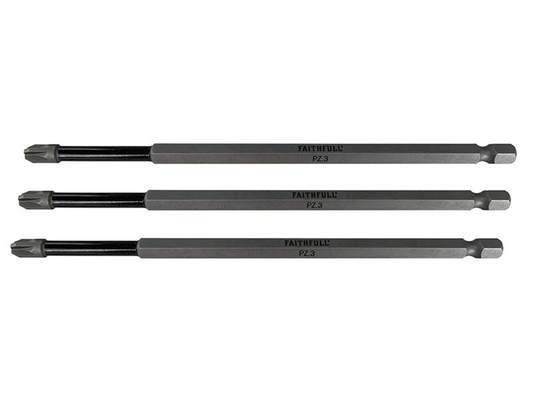 Faithfull FAISBPZ3150I Pozidriv Impact Screwdriver Bits PZ3 x 150mm (Pack 3) |