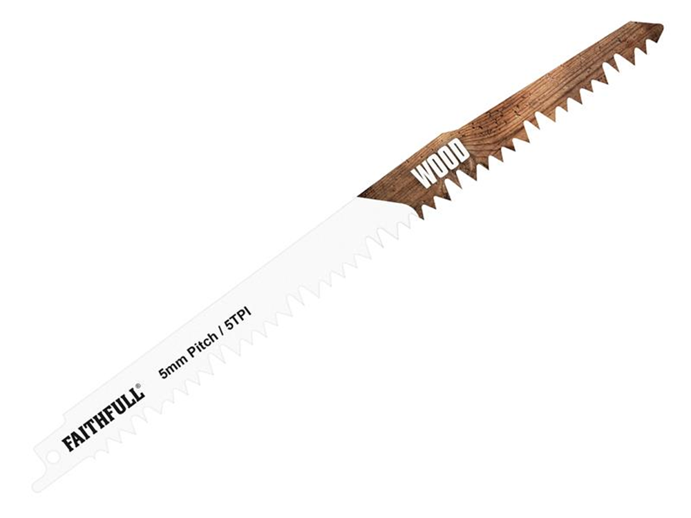 Faithfull FAISBS1531L S1531L Sabre Saw Blade Wood 240mm 5 TPI (Pack of 5) |