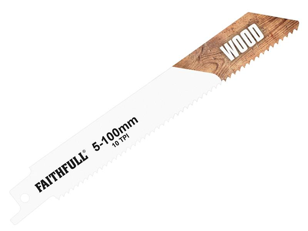 Faithfull FAISBS811H S811H Sabre Saw Blade Wood 150mm 10 TPI (Pack of 5) |