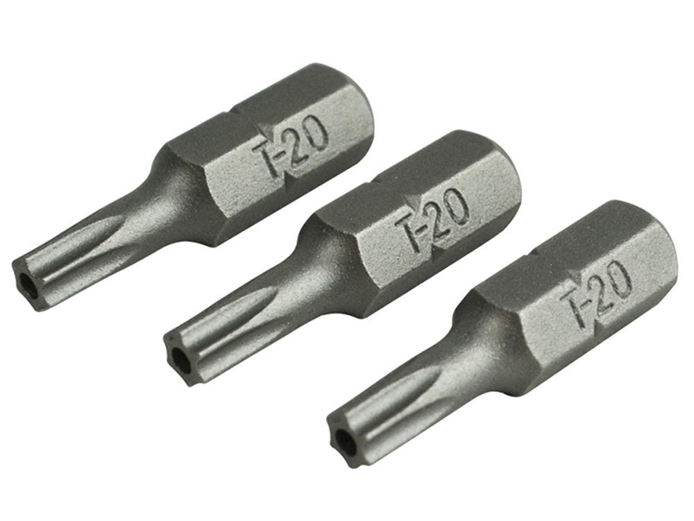 Faithfull FAISBT2025S Security S2 Grade Steel Screwdriver Bits T20S x 25mm Pack of 3 |