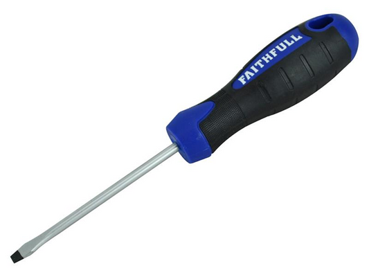 Faithfull FAISDF75 Soft Grip Screwdriver Flared Slotted Tip 4.0 x 75mm |