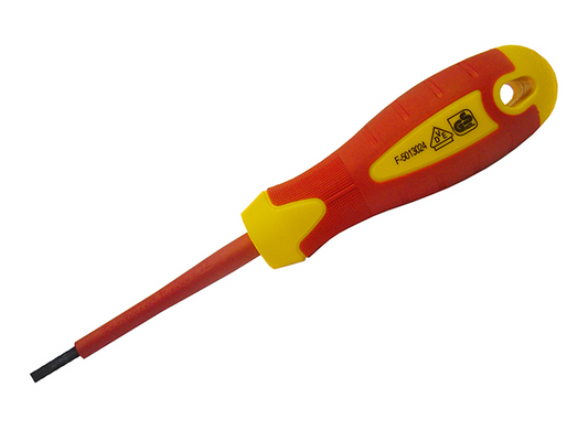 Faithfull FAISDVDE35 VDE Soft Grip Screwdriver Parallel Slotted Tip 3.5 x 100mm |