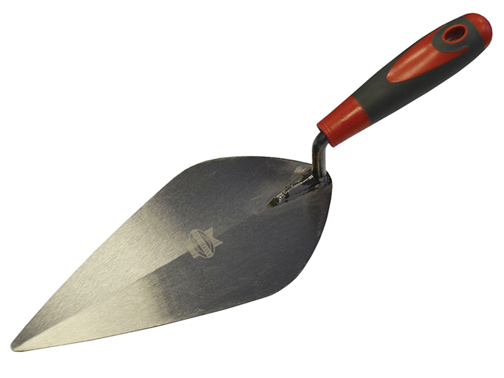 Faithfull FAISGTB10L London Pattern Brick Trowel Soft Grip Handle 10in |