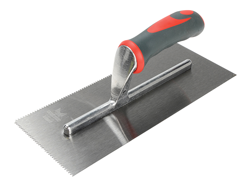 Faithfull FAISGTNOT3 Notched Trowel V 3mm Soft Grip Handle 11 x 4.1/2in |