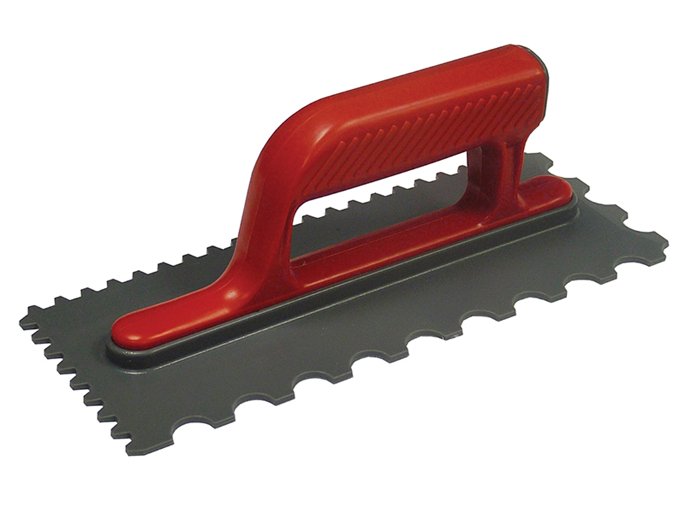 Faithfull FAISGTNOTP Notched Trowel V 4mm & Round 7mm Plastic Handle 11 x 4.1/2in |