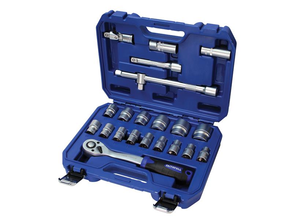 Faithfull FAISOC1222MN Socket Set of 22 Metric 1/2in Drive |