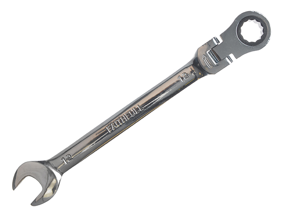 Faithfull FAISPARAT12 Ratchet Combination Spanner Flex Head CV 12mm |