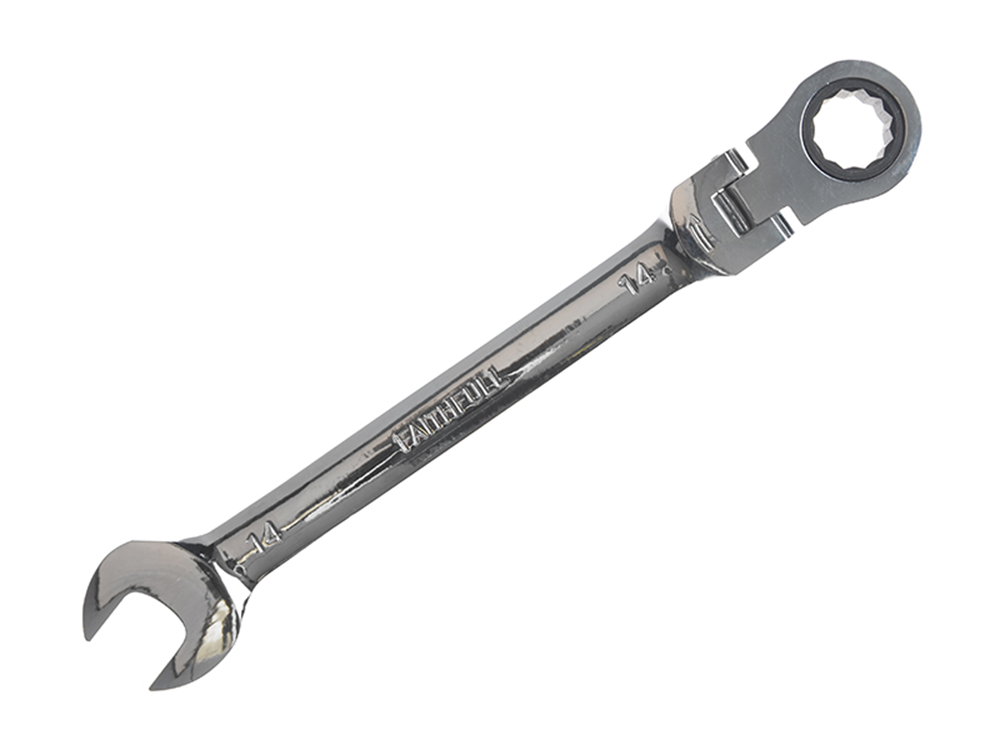 Faithfull FAISPARAT14 Ratchet Combination Spanner Flex Head CV 14mm |