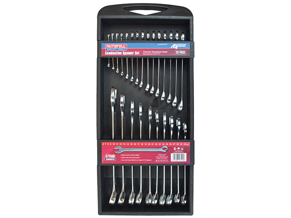 Faithfull FAISPASETC25 Chrome Vanadium Comb Spanner Set, 25 Piece |