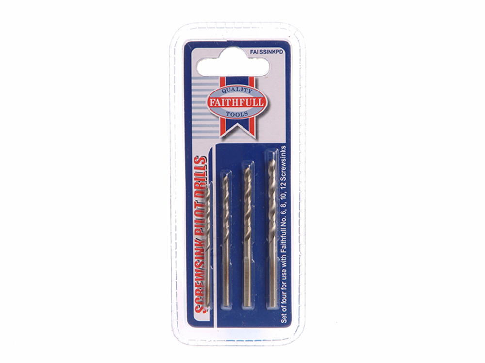 Faithfull FAISSINKPD Pilot Drill Set of 4 For Screwsinks |