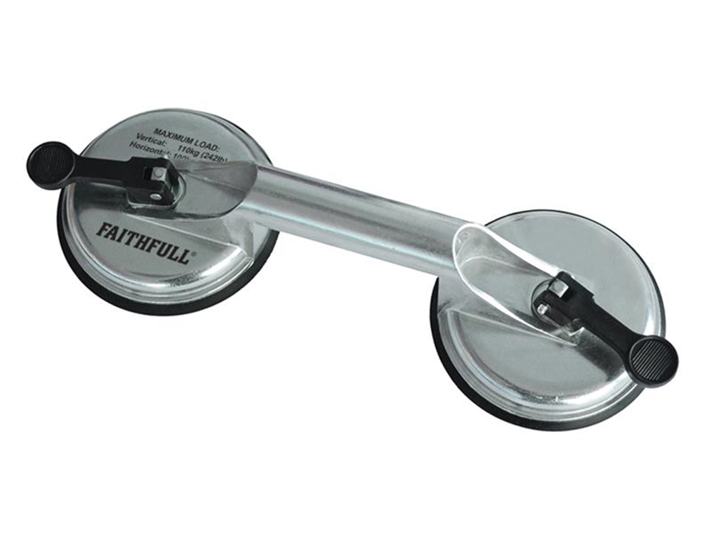 Faithfull FAISUCPAD2P Double Pad Aluminium Pro Suction Lifter |