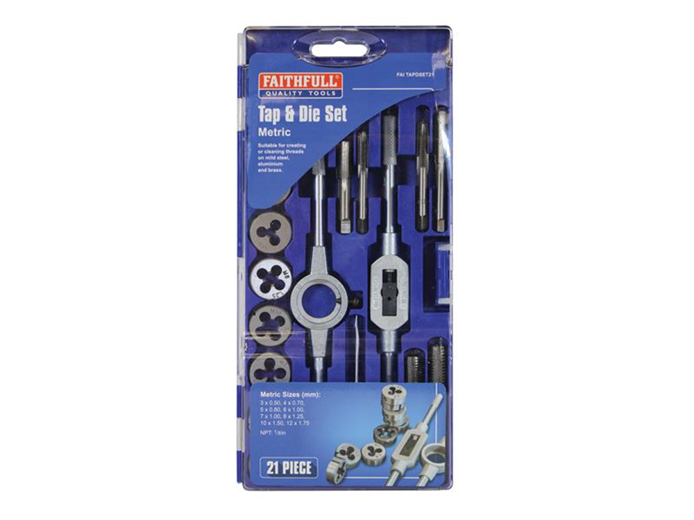 Faithfull FAITAPDSET21 Metric Tap & Die Set of 21 Carbon Steel |