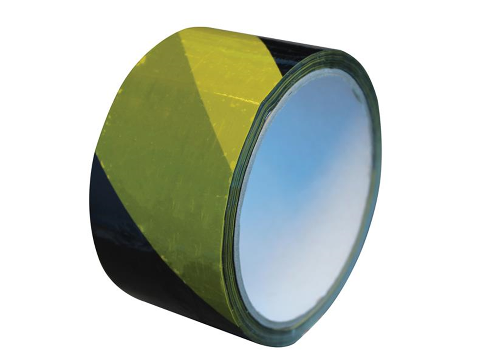 Faithfull FAITAPEHAZEC Economy Self-Adhesive Hazard Tape Black/Yellow 50mm x 33m |   Black/Yellow