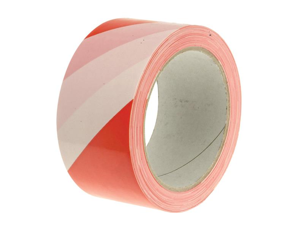 Faithfull FAITAPEHAZER Economy Self-Adhesive Hazard Tape Red/White 50mm x 33m |   Red/White