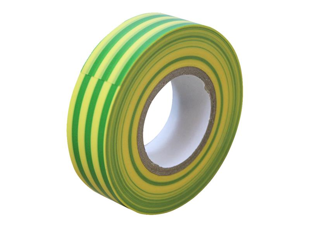 Faithfull FAITAPEPVCGY PVC Electricial Tape Green / Yellow 19mm x 20m |   Green / Yellow