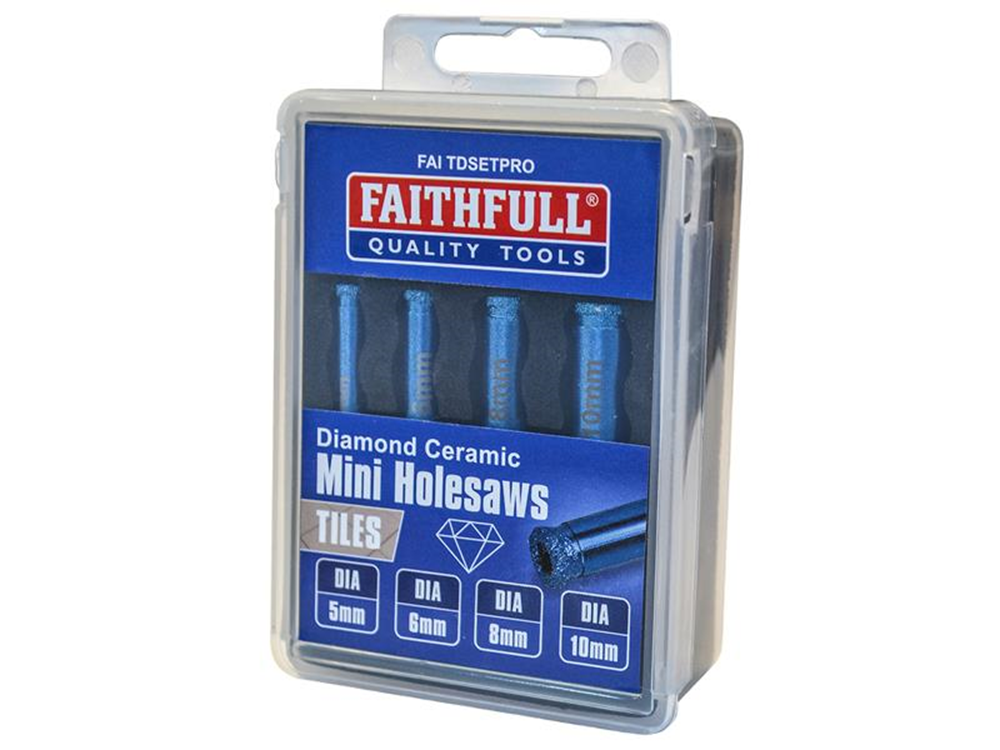 Faithfull FAITDSETPRO Diamond Ceramic Mini Holesaw Set, 4 Piece |