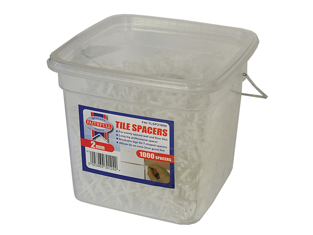 Faithfull FAITLSP21000 Tile Spacer Long Leg 2mm Tub of 1000 |