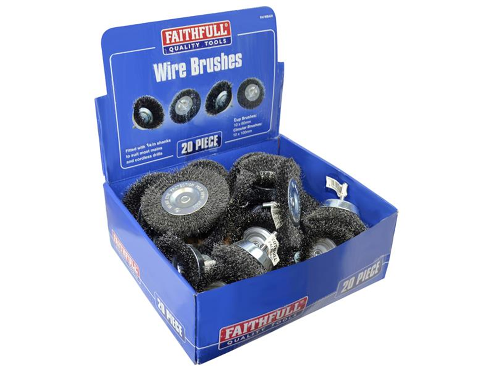 Faithfull FAIWBA20 Wire Brush Assortment 20 Piece |