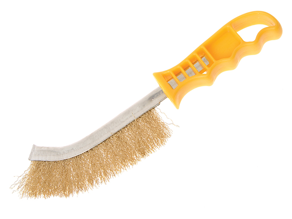 Faithfull FAIWBHANDB Wire Scratch Brush Brass Yellow Handle |
