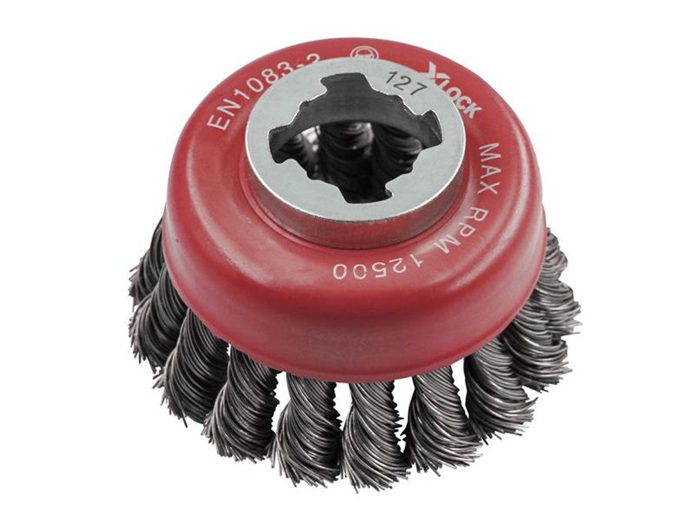 Faithfull FAIWBT75XL X-LOCK Wire Cup Brush Twist Knot 75mm M14x2, 0.50mm Steel Wire |