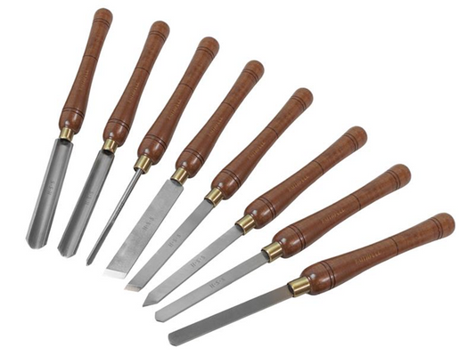 Faithfull FAIWCTSET8B HSS Turning Chisel Wooden Boxed Set, 8 Piece |