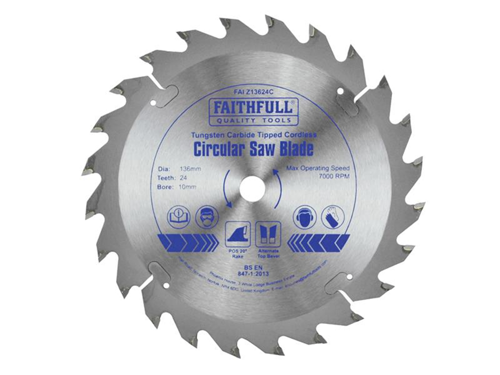 Faithfull FAIZ13624C TCT Cordless Trimsaw Blade 136 x 10mm x 24T POS |