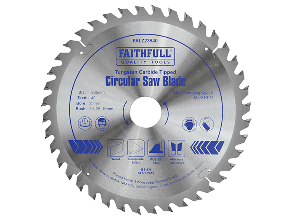Faithfull FAIZ23540 TCT Circular Saw Blade 235 x 35mm x 40T POS |