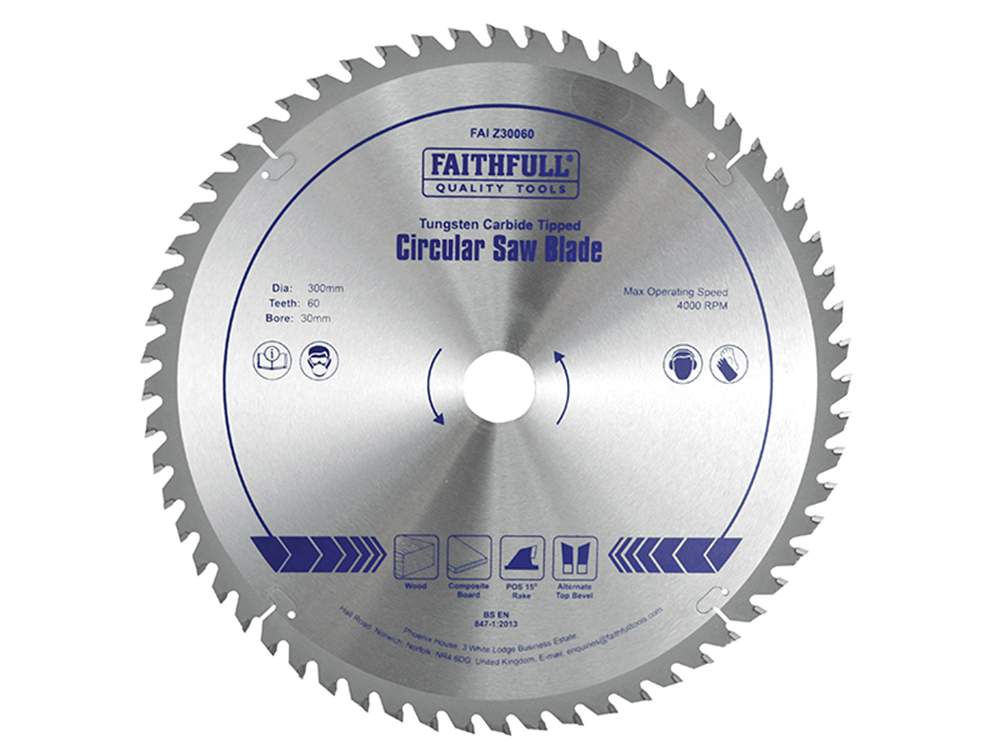 Faithfull FAIZ30060 TCT Circular Saw Blade 300 x 30mm x 60T POS |
