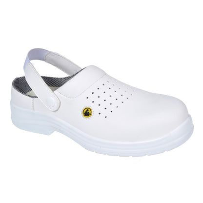 Portwest FC03WHR36 -  sz 36 Portwest Compositelite ESD Perforated Safety Clog SB AE - White