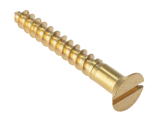 ForgeFix FORCSK1148B Wood Screw Slotted CSK Solid Brass 1.1/4in x 8 Box 200 |