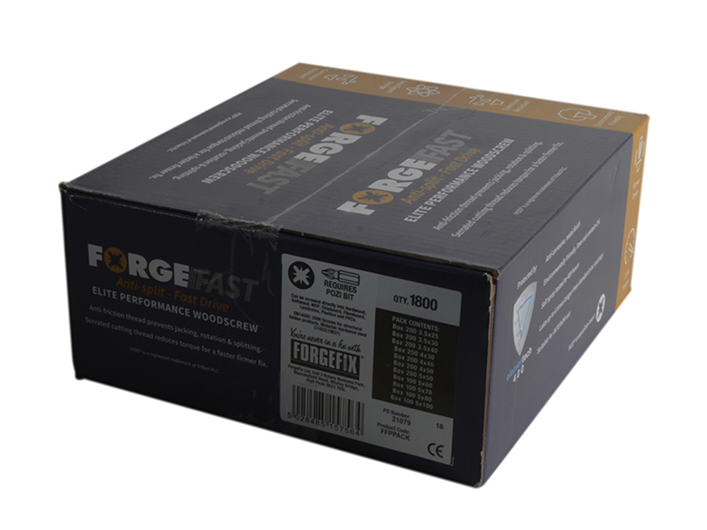 ForgeFix FORFFPPACK ForgeFast Pozi Compatible Wood Screw Forge Pack 1800 Piece |
