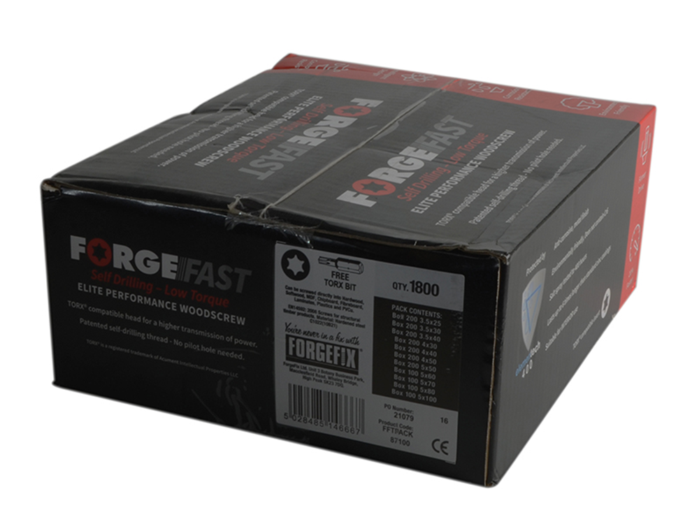 ForgeFix FORFFTPACK ForgeFast Torx┬« Compatible Wood Screw Pack 1800 Piece |