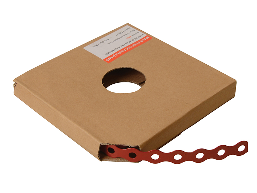 ForgeFix FORPCBR12 Red Plastic Coated Pre-Galvanised Band 12mm x 0.8 x 10m Box 1 |