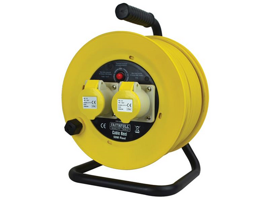 Faithfull Power Plus FPPCR50ML Cable Reel 50m 16 amp 1.5mm Cable 110V |