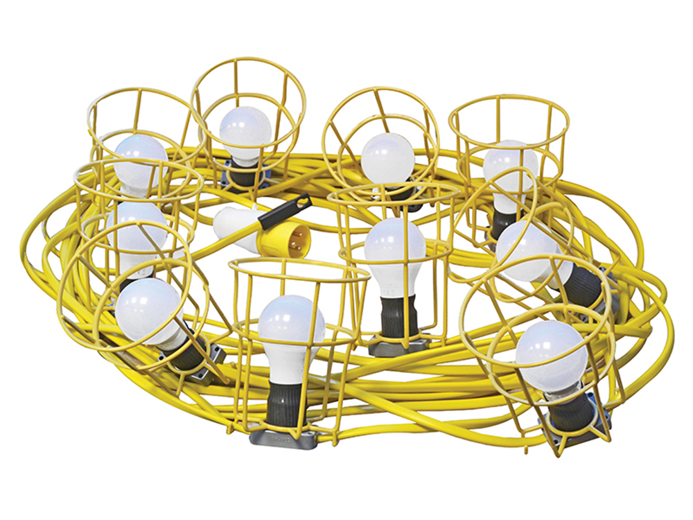 Faithfull Power Plus FPPSLFESTLED Festoon Lights Low Energy 10 LED Bulbs 110V 22m |