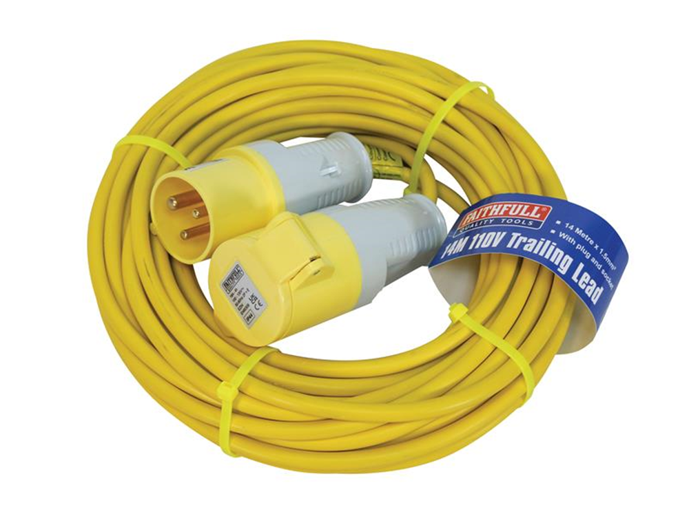 Faithfull Power Plus FPPTL14ML Trailing Lead 14m 1750W 16 amp 1.5mm Cable 110V |